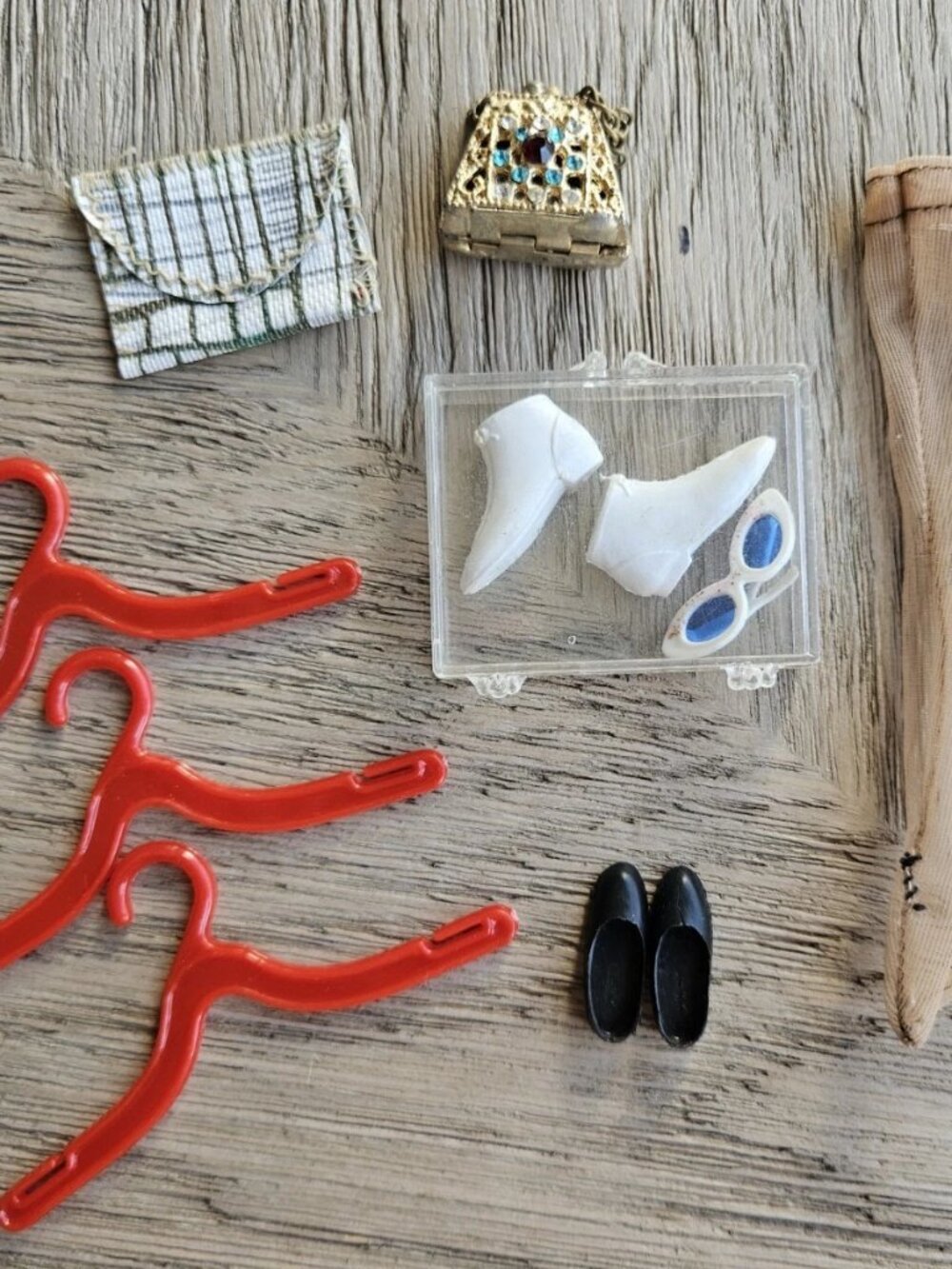 1960's Barbie White Sunglasses w/Blue Lenses White Boots Nylons, Purse and More